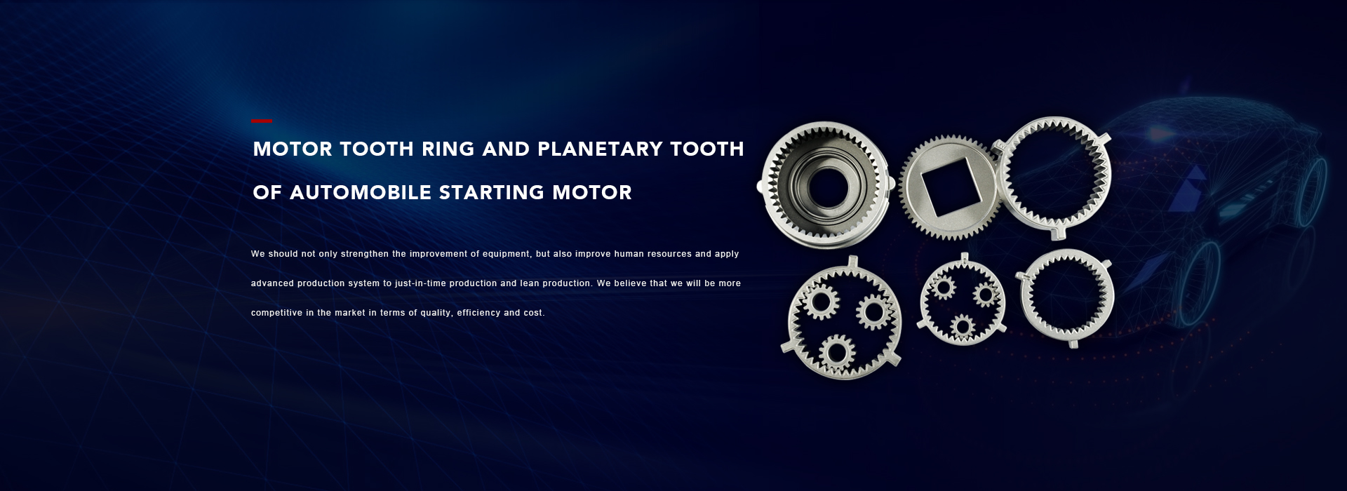 MOTOR TOOTH FING AND PLANETARY TOOTH OF AUTOMOBILE STARTING MOTOR